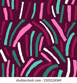 Hand drawn contemporary art collage with multicolor stripes. Modern vector seamless pattern with cut out elements.
