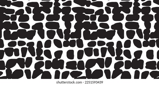 Hand drawn contemporary art collage with abstract shapes. Vector seamless pattern with modern Scandinavian cut out elements. monochrome black and white trendy  maze textured abstract digital printing 