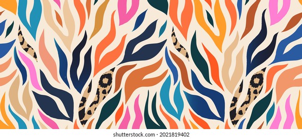 Hand drawn contemporary cartoon style colorful print. Trendy abstract seamless pattern. Fashionable template for design.