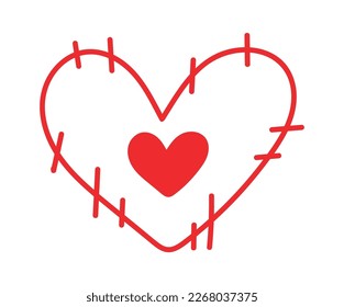 Hand drawn contemporary heart with patterns flat icon. Vector illustration