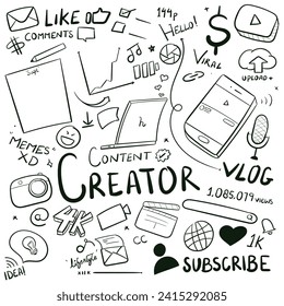 Hand Drawn Content Creators Scrabble Doodle Vector Hand drawn doodles icon 