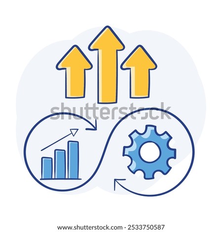 Hand drawn Continuous Improvement Icon Depicting Iterative Development and Performance Optimization.