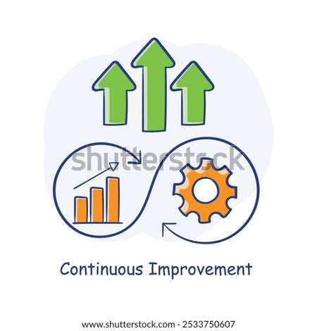 Hand drawn Continuous Improvement Icon Depicting Iterative Development and Performance Optimization.