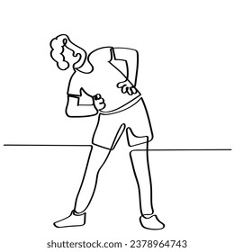 hand drawn continuous line art vector of a boy exercising. exercise and fitness concept.