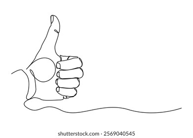 Hand Drawn Continuous Line Art of a Positive Thumbs Up Gesture