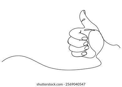 Hand Drawn Continuous Line Art of a Positive Thumbs Up Gesture