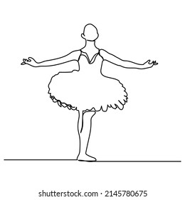 hand drawn continuous line ballet dance illustration vector design