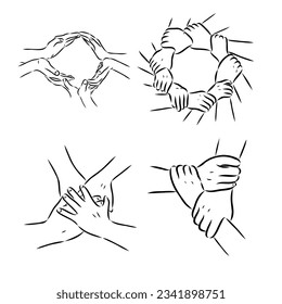hand drawn continuous line of couple holding hands. poster art print. vector illustration