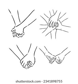 hand drawn continuous line of couple holding hands. poster art print. vector illustration