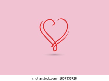 Hand drawn Continuous line drawing of love sign with hearts embrace minimalism design doodle. Heart logo vector template