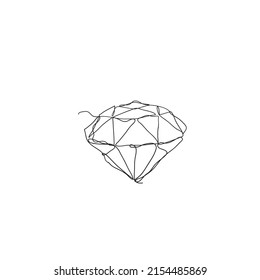 hand drawn continuous line drawing diamond gemstone illustration vector