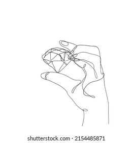 vector de ilustración de diamante gemstone de línea continua dibujado a mano