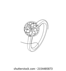 hand drawn continuous line drawing diamond gemstone illustration vector