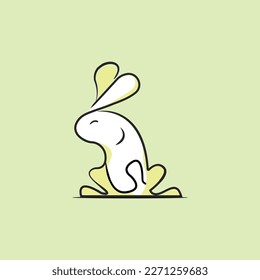 Hand drawn Continuous line drawing of the bunny animals symbol vector