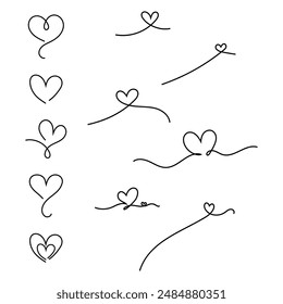 Hand drawn Continuous line drawing of love sign with hearts embrace minimalism design doodle