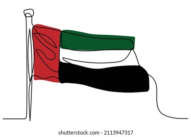 hand drawn continuous line flag of the united arab emirates