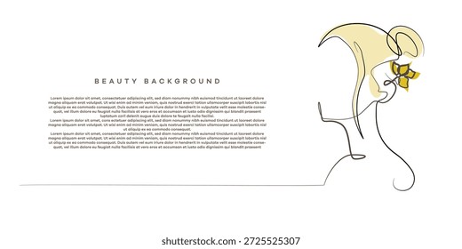 Ilustración de línea continua dibujada a mano de un retrato de mujer abstracto con Formas fluidas. Obra de arte de una sola línea creada para los conceptos de belleza, elegancia, feminidad y fondo moderno.
