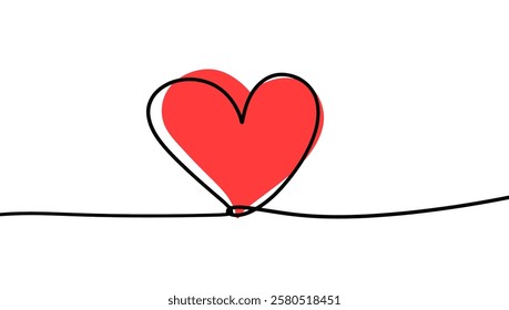 Hand drawn continuous line of love illustration. Minimalist love background.