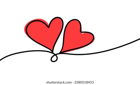 Hand drawn continuous line of love illustration. Minimalist love background.