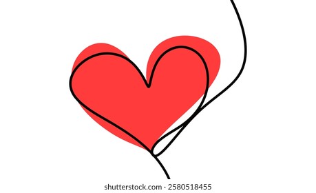 Hand drawn continuous line of love illustration. Minimalist love background.
