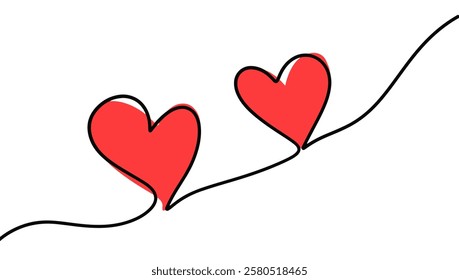 Hand drawn continuous line of love illustration. Minimalist love background.