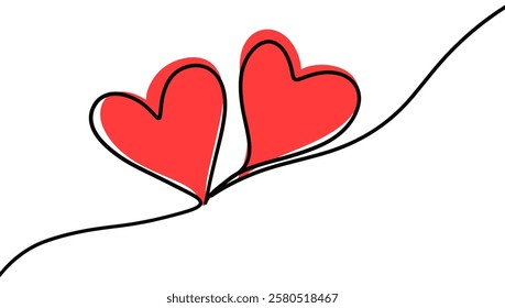 Hand drawn continuous line of love illustration. Minimalist love background.