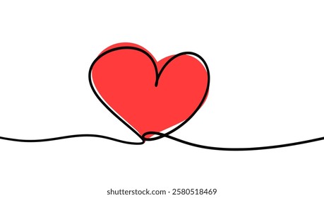 Hand drawn continuous line of love illustration. Minimalist love background.