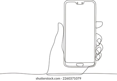 hand drawn continuous line with modern cell phone,vector illustration