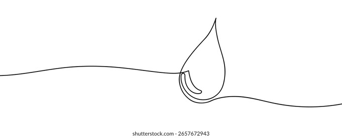 Hand drawn continuous line, water drop Simple art lines, vector on transparent background.