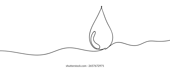 Línea continua dibujada a mano, gota de agua Líneas de arte simples, Vector sobre fondo transparente.