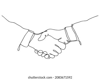 una línea de apretón de manos dibujada a mano. estampado artístico de afiches. ilustración vectorial