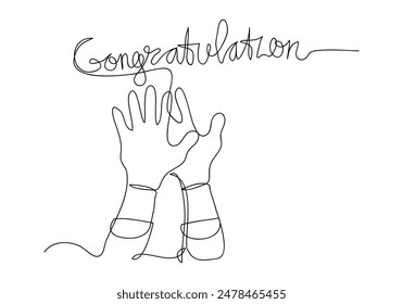 Hand drawn continuous one line of hands applause. poster art print. vector illustration