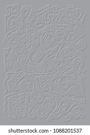 Hand drawn contorted brush strokes based pattern, digitally remastered with a relief effect