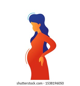 Hand drawn contour flat illustration of a pregnant woman. Happy girl is waiting for a child. Identity concept for pregnancy hospital. Lorem ipsum vector illustration.