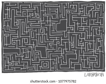 Hand drawn contour maze. Vector isolated illustration