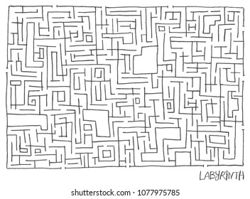 Hand drawn contour maze. Vector isolated illustration