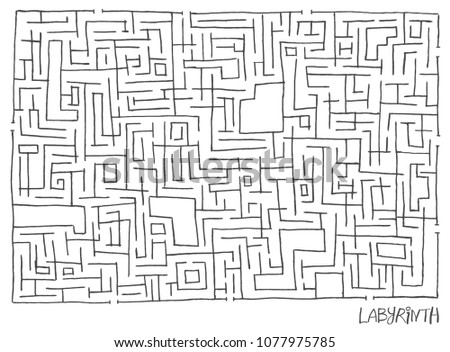 Hand drawn contour maze. Vector isolated illustration
