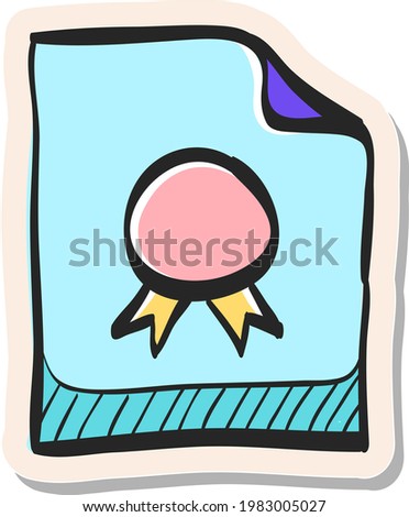 Hand drawn Contract document icon in sticker style vector illustration