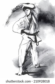 An hand drawn converted vector in calligraphic style from series Martial Arts: KARATE. Karate is a martial art developed in the Ryukyu Islands (Okinawa), Japan.