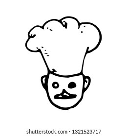 Hand Drawn cook chef doodle. Sketch style icon. Decoration element. Isolated on white background. Flat design. Vector illustration.