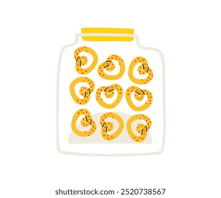 Tarro de galletas dibujado a mano. Dulces, golosinas, té. Ilustración vectorial en estilo plano.