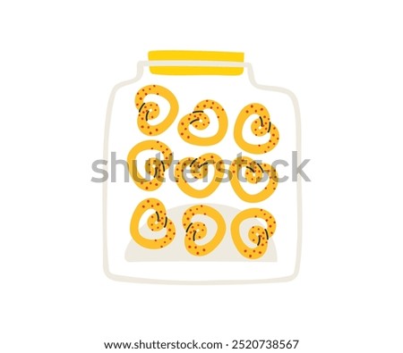 Hand drawn cookie jar. Sweets, goodies, tea. Vector illustration in flat style.