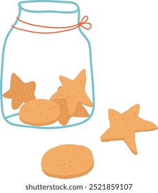 Galletas dibujadas a mano en la Ilustración vectorial del tarro