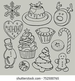 Hand drawn cookies set. 