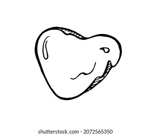 Hand drawn cookies in the shape of a heart in doodle styke isolated on white background