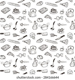 Hand drawn cooking doodle set texture