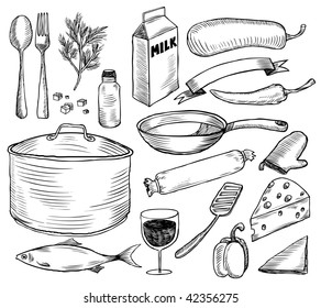 Hand drawn cooking doodles. Vector illustration.