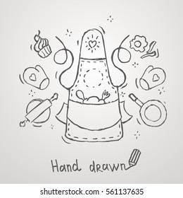 Hand drawn cooking theme 
Apron Vector Design