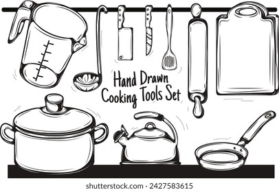 Handgezeichnete Kochwerkzeuge Illustrationsset