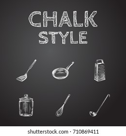 Hand Drawn Cookware Sketches Set. Collection Of Skillet, Container, Beater And Other Sketch Elements.